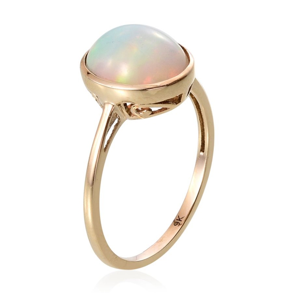 9K Y Gold Ethiopian Welo Opal (Ovl) Solitaire Ring 3.000 Ct.