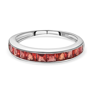 Red Sapphire Half Eternity Ring in Platinum Overlay Sterling Silver 1.20 Ct.