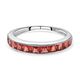 Red Sapphire Half Eternity Ring in Platinum Overlay Sterling Silver 1.20 Ct.