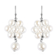 White Shell Pearl Floral Dangling Earrings (With Hook) in Silver Tone