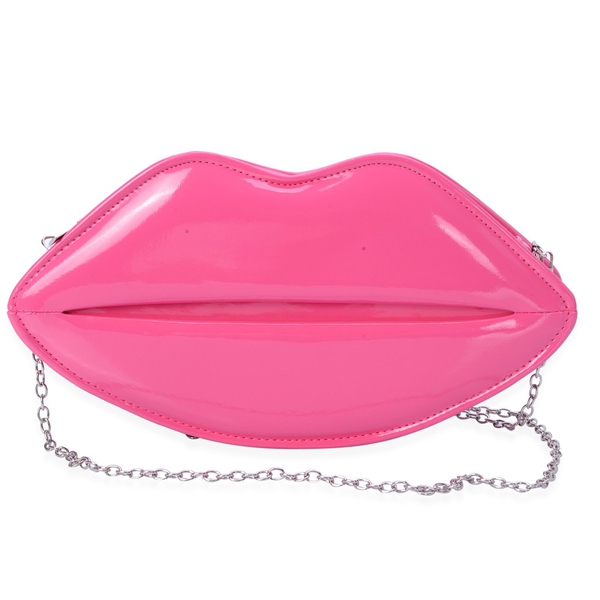 Pink Colour Pout Shape Clutch Bag with Chain Strap (Size 28x14x5 Cm)