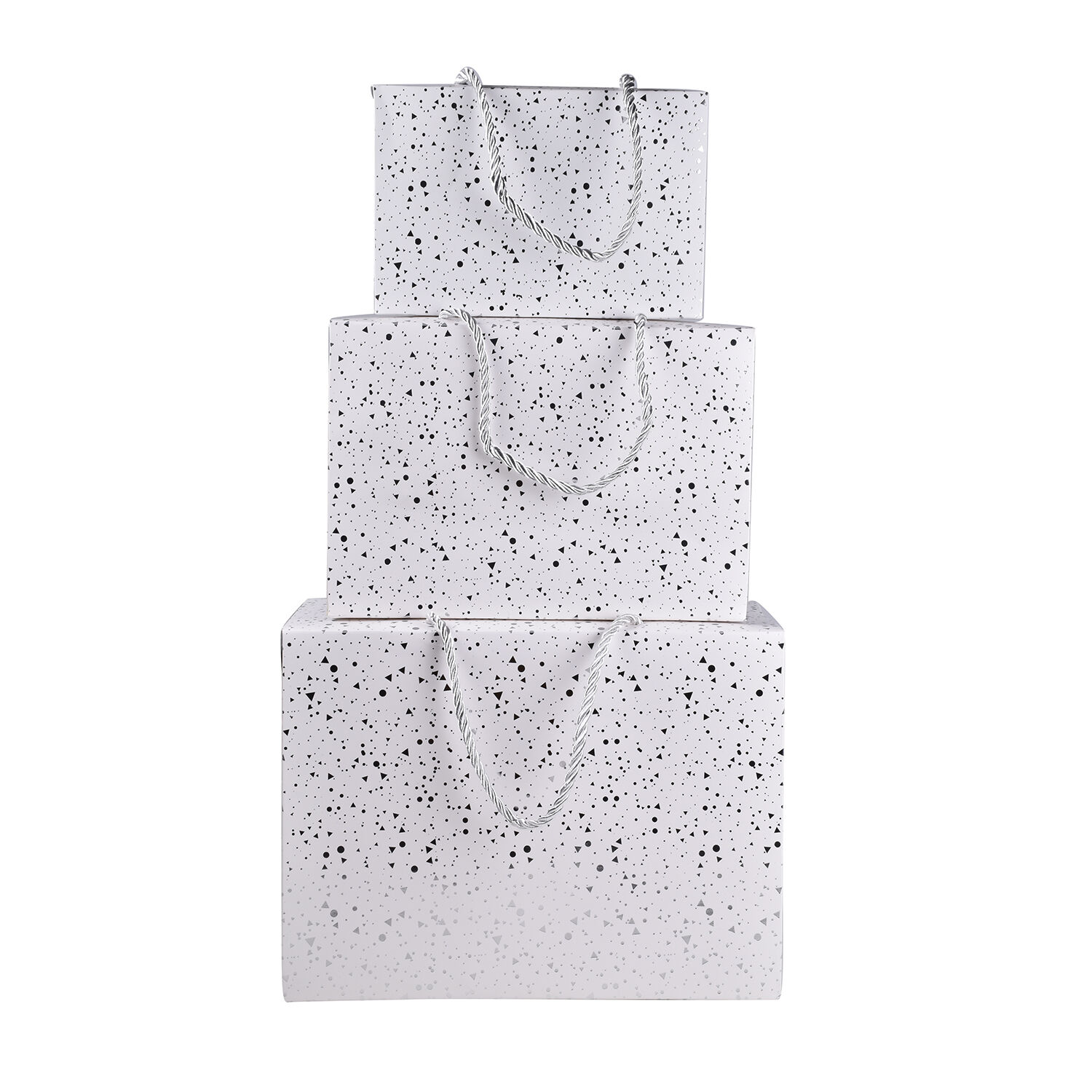 Pack of 3 Christmas Gift Boxes - Includes 3 Assorted Silver Foil Designs