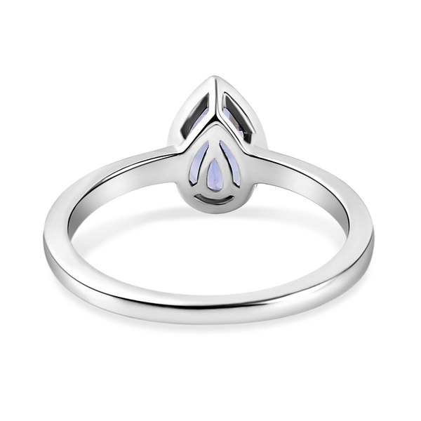 Tanzanite Solitaire Ring in Platinum Overlay Sterling Silver - 1ct