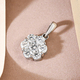 Moissanite Floral Pendant in Platinum Overlay Sterling Silver 1.18 Ct.