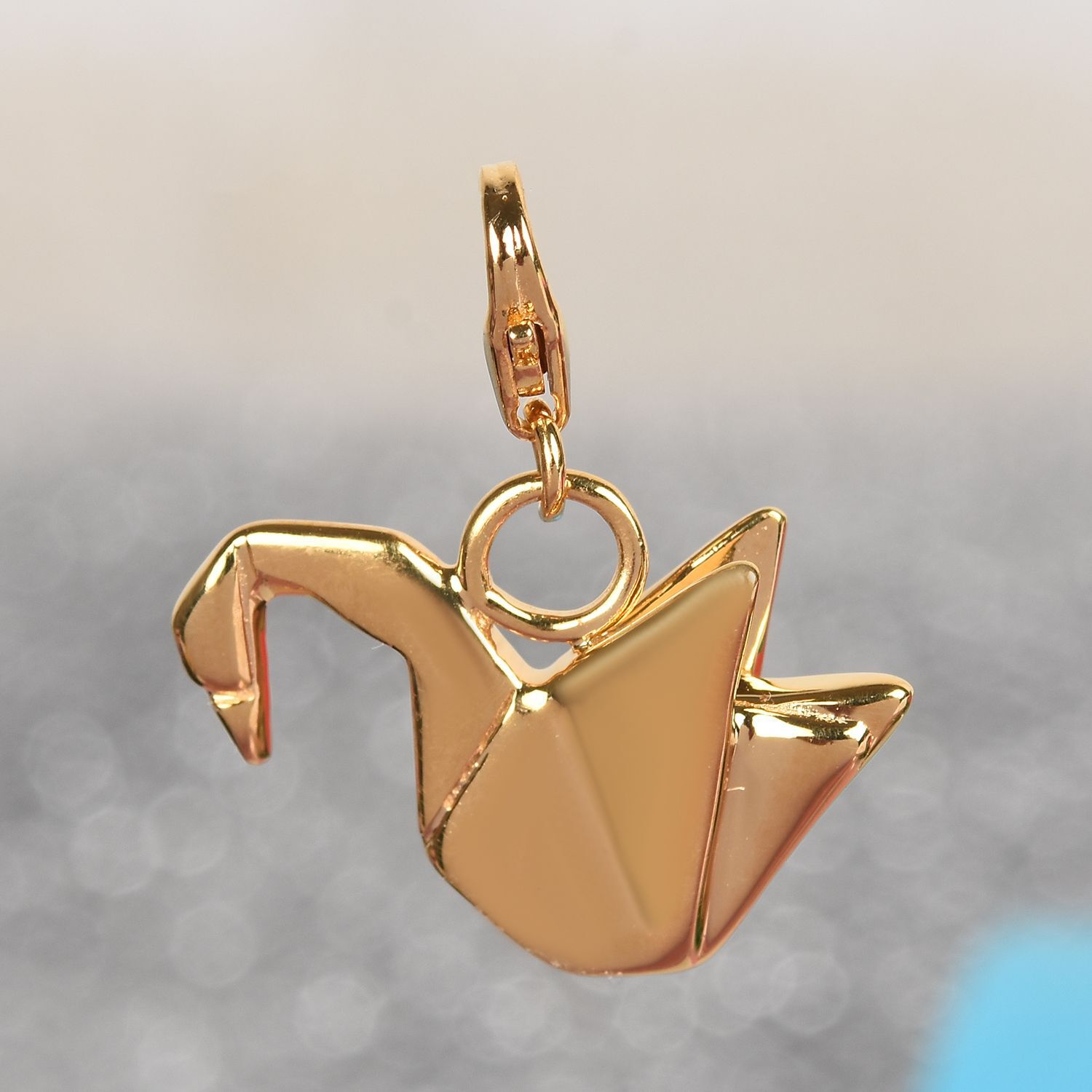 Origami Swan Silver Charm Pendant in Gold Overlay, Silver wt 3.61 Gms.