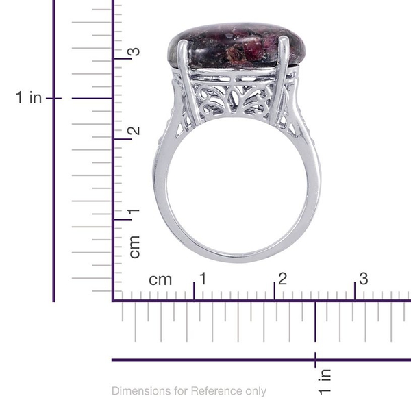 Eudialyte (Ovl 11.00 Ct), Diamond Ring in Platinum Overlay Sterling Silver 11.050 Ct.