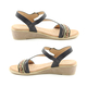 Heavenly Feet Garnet Black Ladies Wedge Sandals (Size 4)