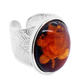 Baltic Amber (Ovl) Adjustable Ring in Sterling Silver