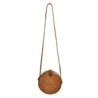 Bali Collection - Handcrafted Rattan Shoulder Bag with Batik Linner (Size:20x20x7Cm) - Light Brown
