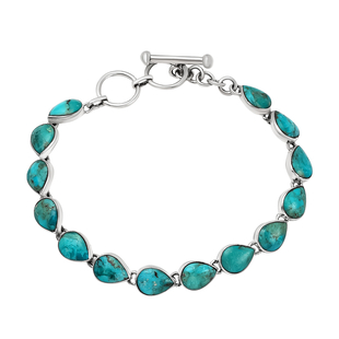 Santa Fe Collection - Turquoise Bracelet (Size - 7.5 With Extender) in Sterling Silver 14.42 Ct, Sil