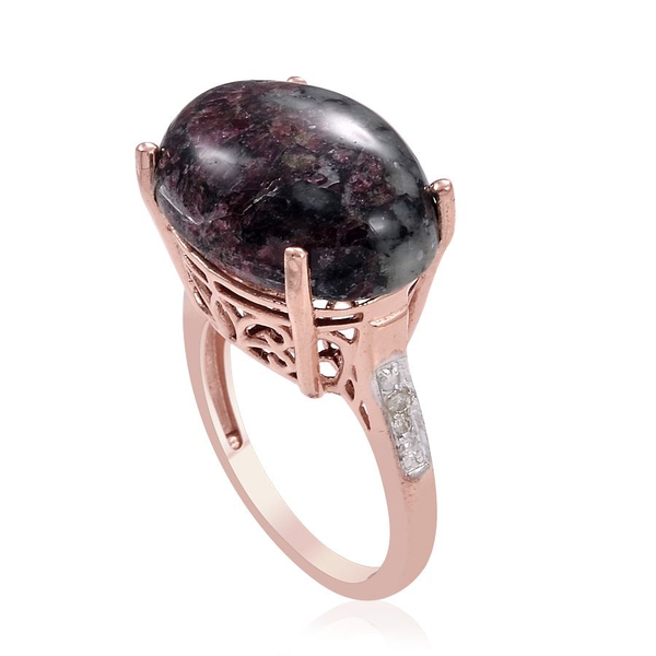 Natural  Eudialyte (Ovl 8.75 Ct), Diamond Ring in Rose Gold Overlay Sterling Silver 8.770 Ct.