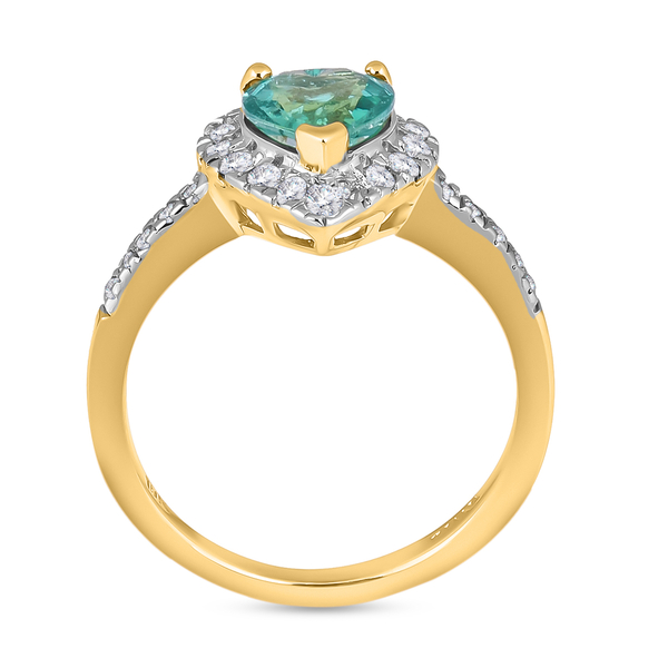 ILIANA 18K Yellow Gold AAA Kagem Zambian Emerald (Hrt), Diamond (SI/G-H) Ring 1.04 Ct.