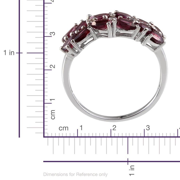 Orissa Rhodolite Garnet (Pear), White Topaz Ring in Platinum Overlay Sterling Silver 3.150  Ct.
