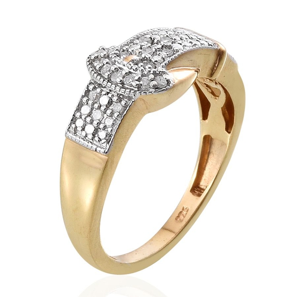 Diamond (Rnd) Buckle Ring in 14K Gold Overlay Sterling Silver 0.100 Ct.