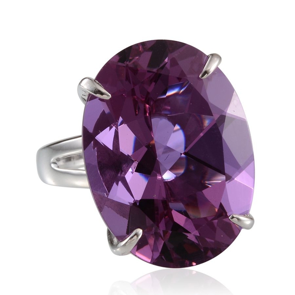 Lavender Alexite (Ovl) Solitaire Ring in Platinum Overlay Sterling Silver 28.750 Ct.