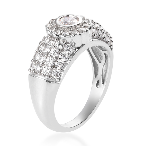 Lustro Stella Platinum Overlay Sterling Silver Ring Made with Finest CZ 2.53 Ct.