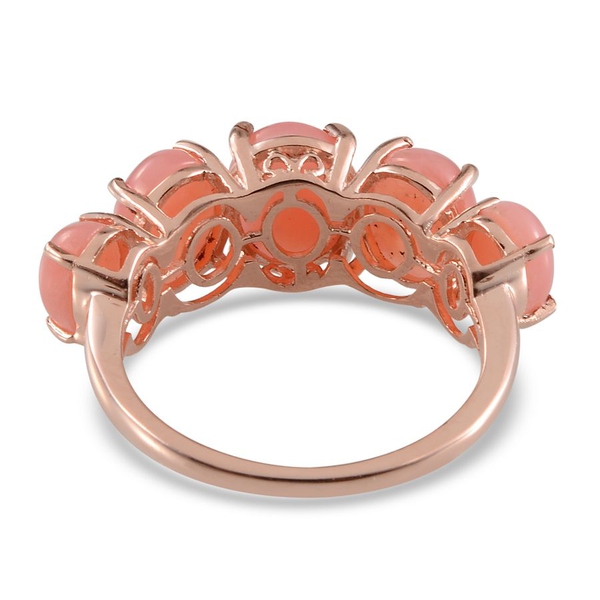Peruvian Pink Opal (Ovl 1.15 Ct) Half Eternity Ring in Rose Gold Overlay Sterling Silver 4.400 Ct.