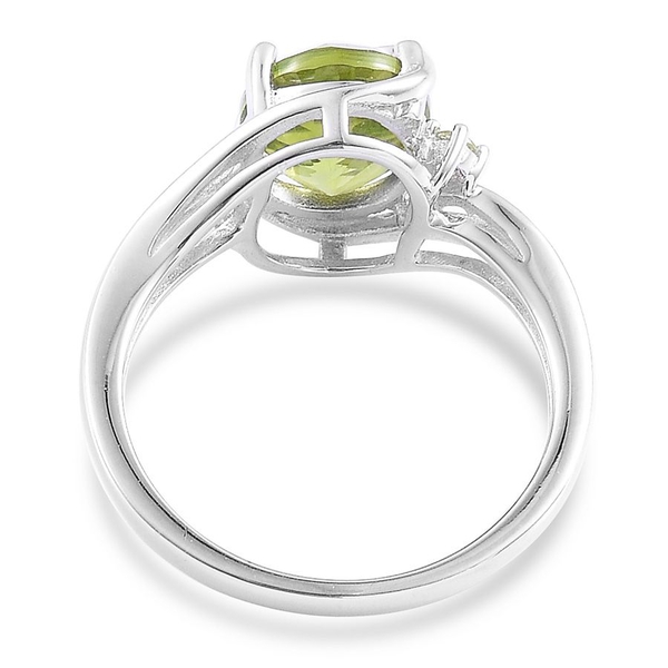 AA Hebei Peridot (Ovl 3.00 Ct) Ring in Platinum Overlay Sterling Silver 3.050 Ct.