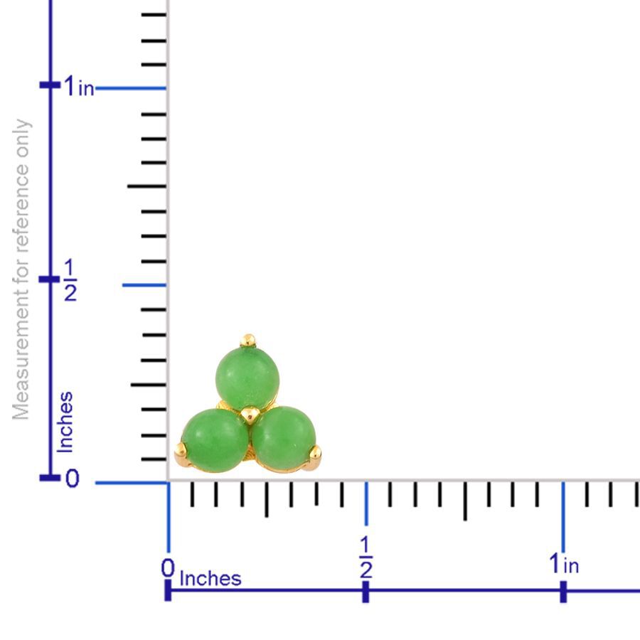 Chinese Green Jade (Rnd) Stud Earrings (with Push Back) in 14K Gold Overlay Sterling Silver 2.500 Ct.