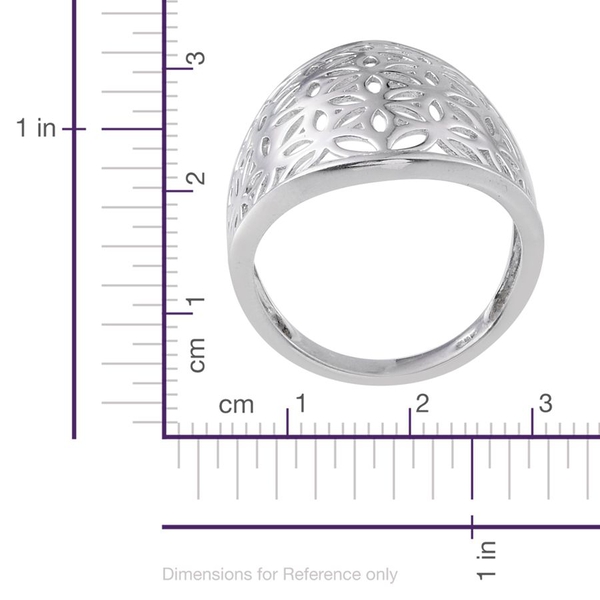 Platinum Overlay Sterling Silver Floral Ring, Silver wt 5.12 Gms.