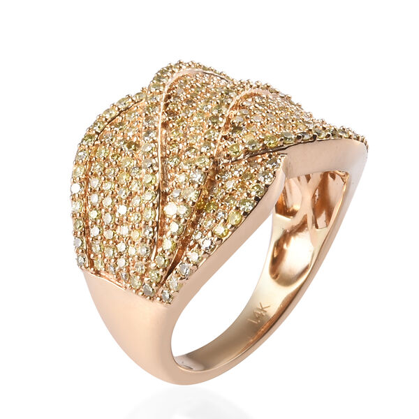 1.50 Ct Canary Yellow Diamond Cluster Ring in 14K Yellow Gold