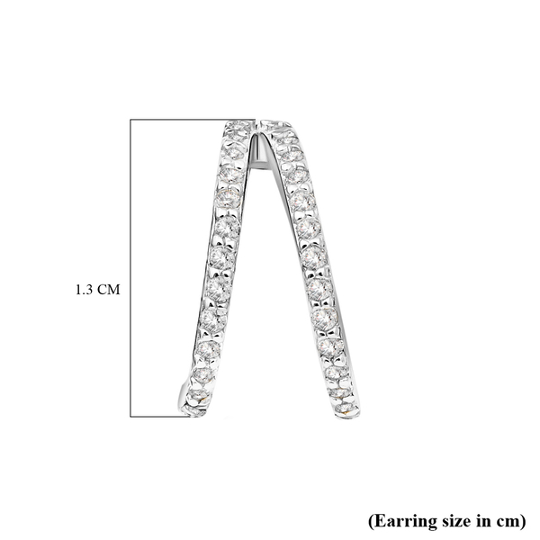 ELANZA Simulated Diamond Earrings ( With Push Back)  in Rhodium Overlay Sterling Silver