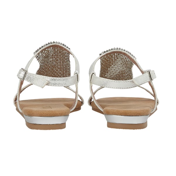 Lotus Avelina Open-Toe Flat Sandals (Size 6) - Silver