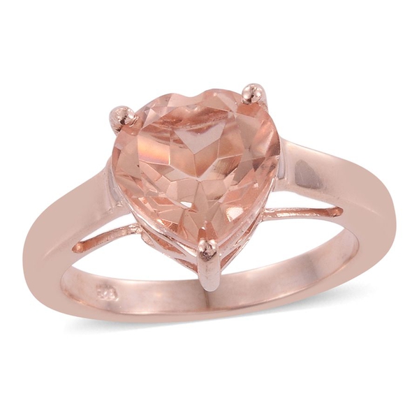 Galileia Blush Pink Quartz (Hrt) Solitaire Ring in Rose Gold Overlay Sterling Silver 3.750 Ct.