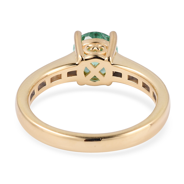 ILIANA 18K Yellow Gold AAA Boyaca Colombian Emerald (Rnd), Diamond (SI/G-H) Ring 1.485 Ct.