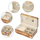 Tiger Eye Gemstone Jewellery Storage Box with Golden Rim and Inside Mirror (Size 21x13x8.5 cm)