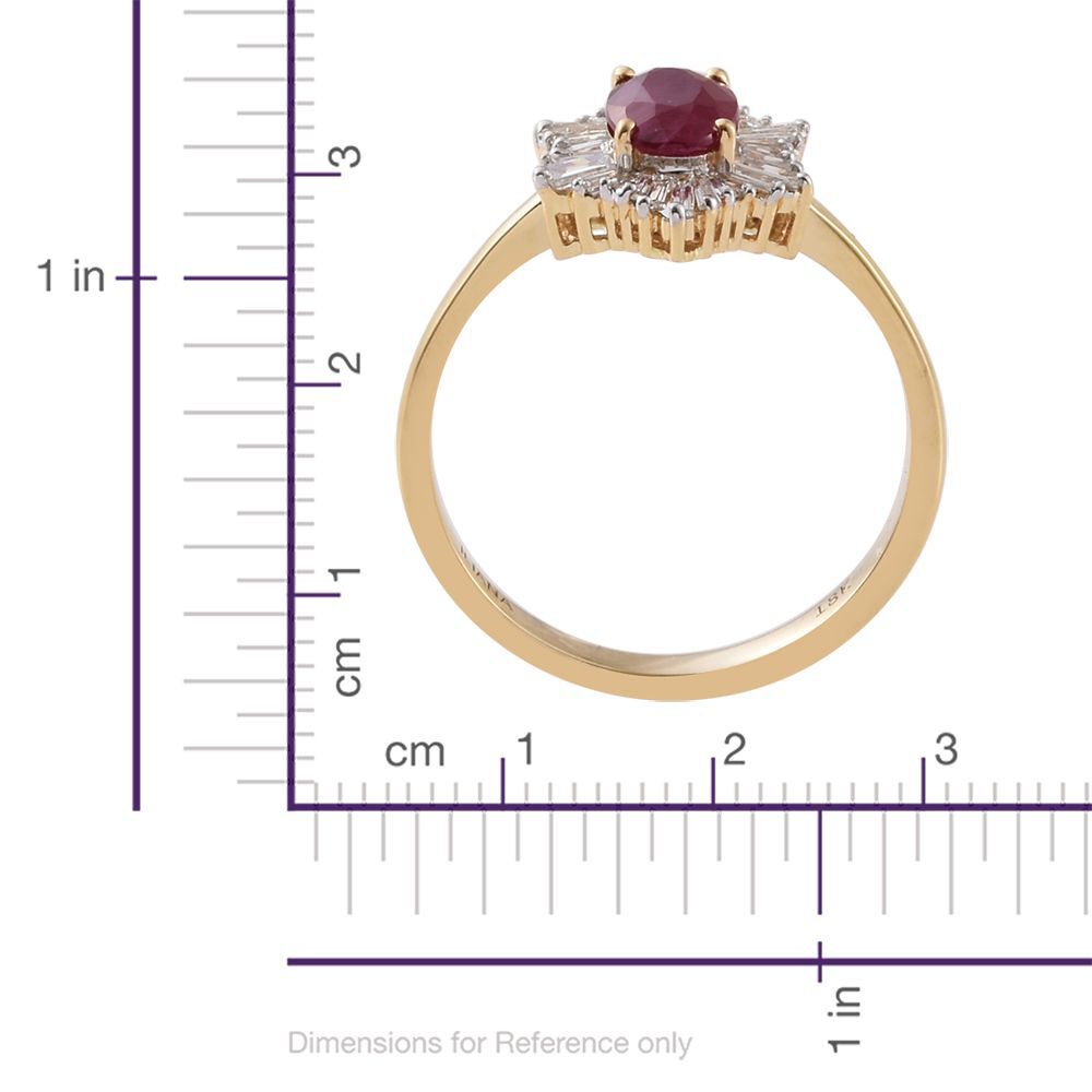 ILIANA 18K Yellow Gold AAAA Pigeon Blood Ruby (Ovl 1.00 Ct), Diamond (SI G-H) Ring 1.500 Ct.