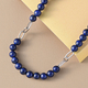 Lapis Lazuli Paperclip Necklace (Size - 20) in Silver Tone