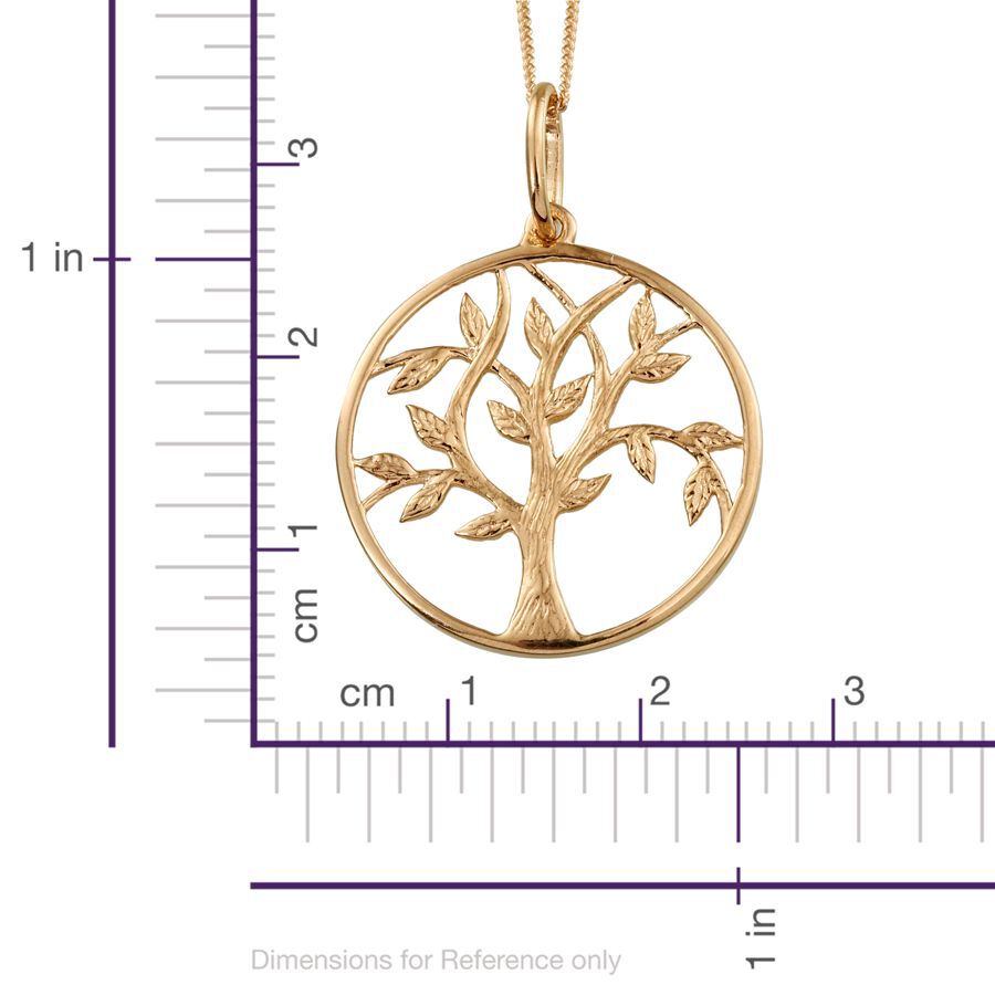 14K Gold Overlay Sterling Silver Tree of Life Pendant With Chain