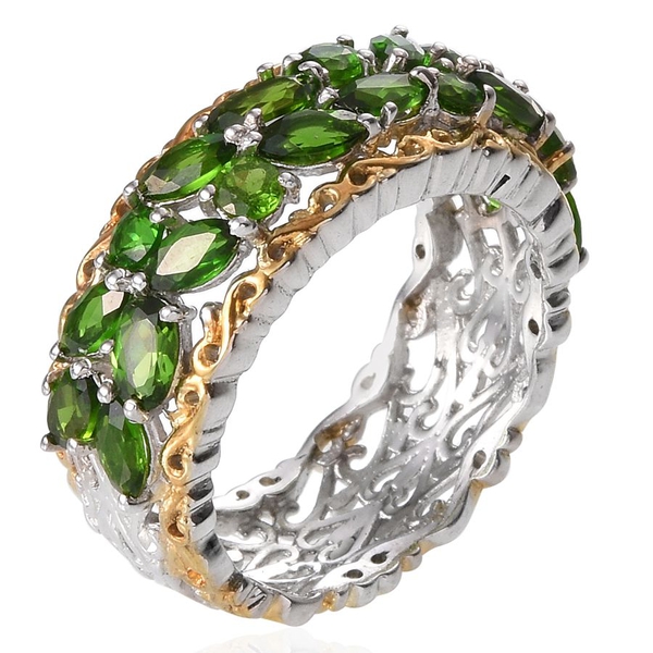 Chrome Diopside (Ovl) Ring in Platinum and Yellow Gold Overlay Sterling Silver 3.750 Ct.