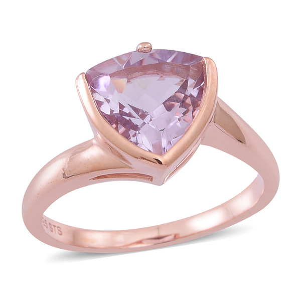 Rose De France Amethyst (Trl) Solitaire Ring in Rose Gold Overlay Sterling Silver 3.250 Ct.