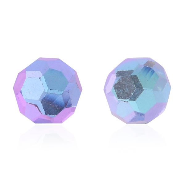 Violet Faceted AAA Austrian Crystal (Rnd 8MM) Stud Earrings (with Push Back) in Sterling Silver 8.00
