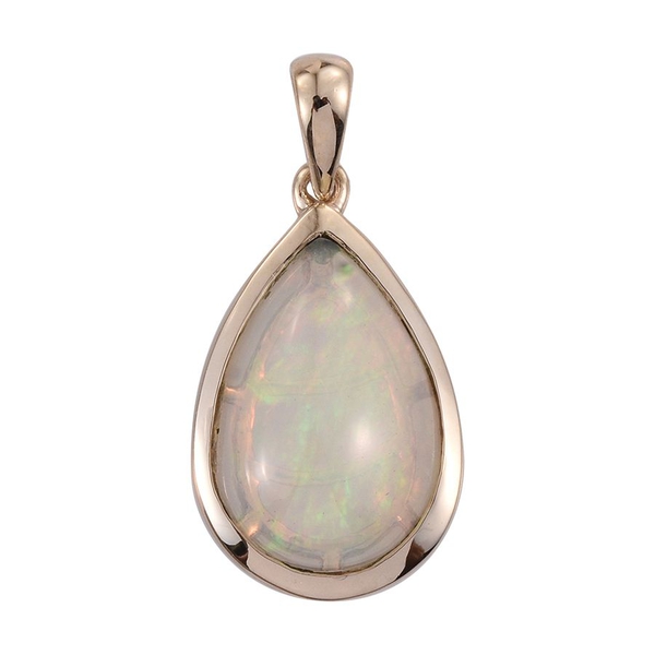 9K Y Gold AAA Ethiopian Welo Opal (Pear) Solitaire Pendant 6.400 Ct.