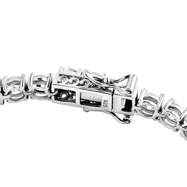 Moissanite Bracelet (Size - 7.5) in Platinum Overlay Sterling Silver 12.16 Ct, Silver Wt. 10.76 Gms