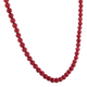 Red Coral Beads Necklace (Size 18) with Lobster Clasp in Rhodium Overlay Sterling Silver 110.00 Ct