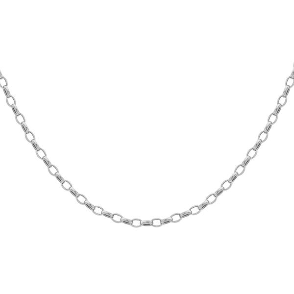 Sterling Silver Oval Belcher Chain (Size 16) With Spring Ring Clasp.