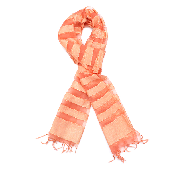 JOVIE - New Season Handmade Scarf with Fringes in Peach (Size 76x235cm)