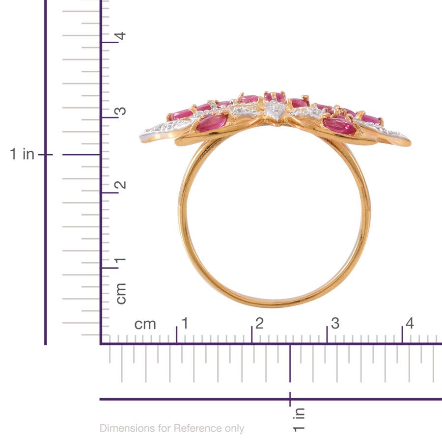 Ruby (Mrq) Butterfly Ring in 14K Gold Overlay Sterling Silver 1.250 Ct.