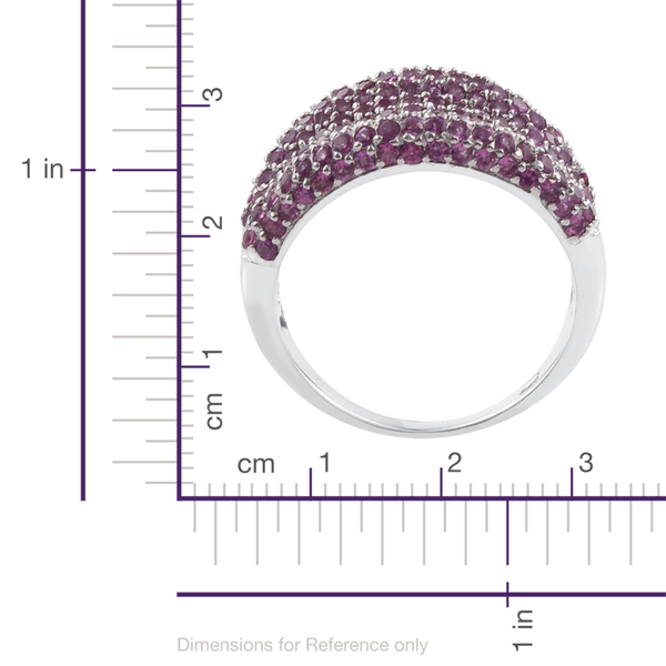 Rhodolite Garnet (Rnd) Cluster Ring in Platinum Overlay Sterling Silver 4.750 Ct.Total Number of Stones 216 Silver wt 8.47 Gms.