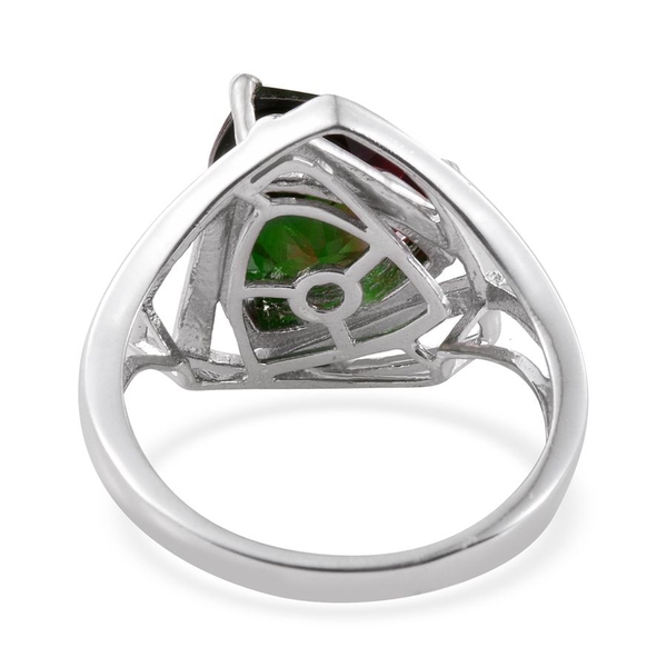 Bi-Color Tourmaline Quartz (Trl) Solitaire Ring in Platinum Overlay Sterling Silver 6.250 Ct.