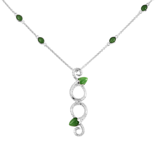Rachel Galley Venom (Snakes) Collection - Green Jade Pendant with Chain (Size 20/22/24) in Rhodium O
