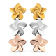 Yellow Gold, Rose Gold and Platinum Overlay Sterling Silver Flower Earrings (with Push Back), Silver