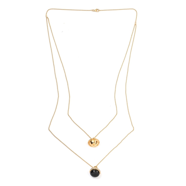 Sundays Child - Black Jade, Natural Cambodian Zircon Necklace (Size 22+30 with 4 inch Extender) in 14K Gold Overlay Sterling Silver 30.00 Ct, Silver wt. 16 Gms