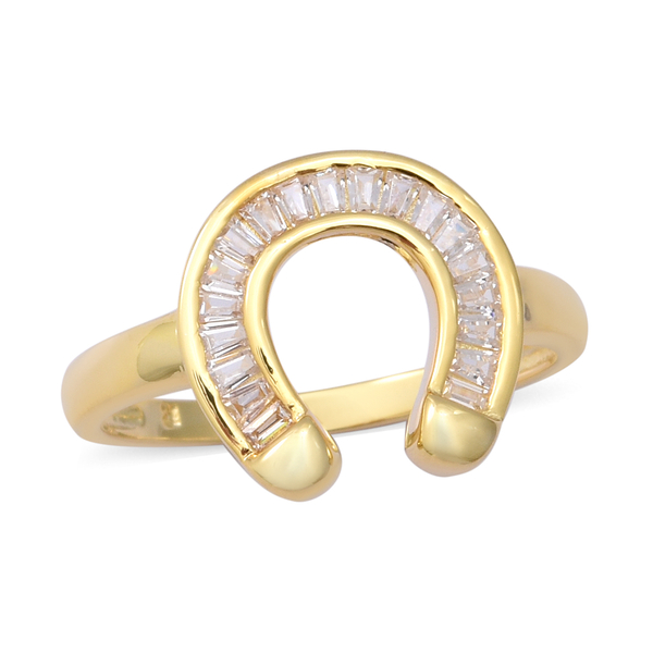 ELANZA Simulated White Diamond Ring in Yellow Gold Overlay Sterling Silver