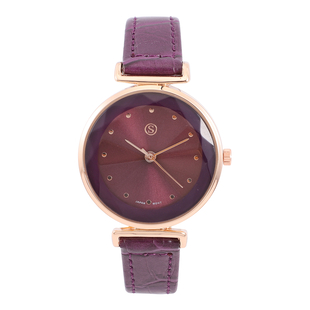 STRADA Japanese Movement Dark Purple Dial Water Resistant Watch with Purple Colour Strap