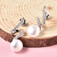 Freshwater Pearl and Simulated Diamond Earrings (with Push Back) in Rhodium Overlay Sterling Silver